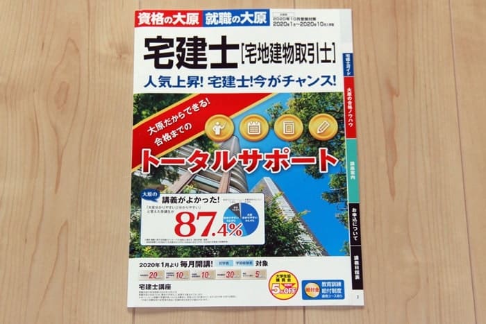 大原の宅建講座の資料の表紙